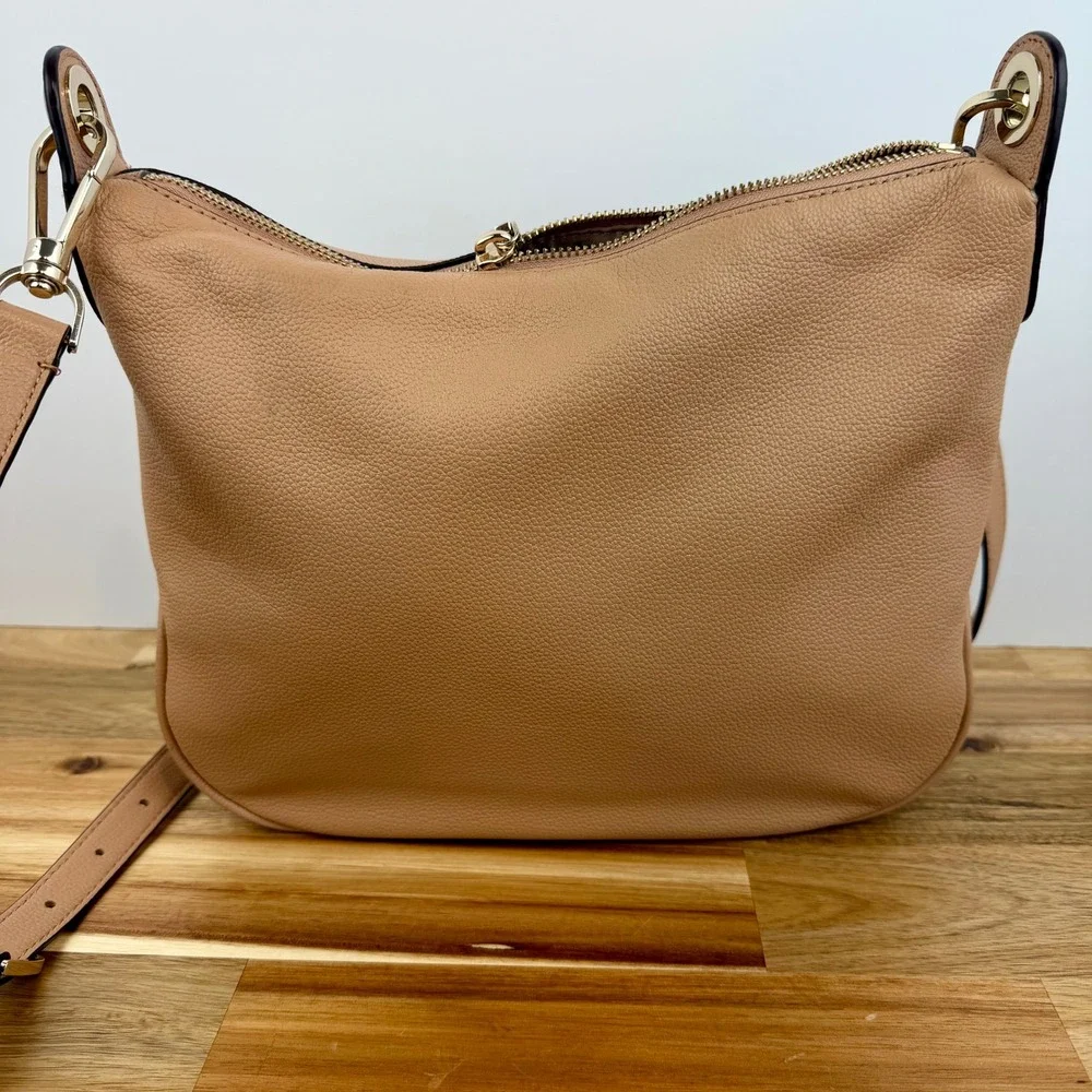 Kate Spade New York Rosie Beige Pebbled Leather Crossbody Bag Gold Tone Hardware
